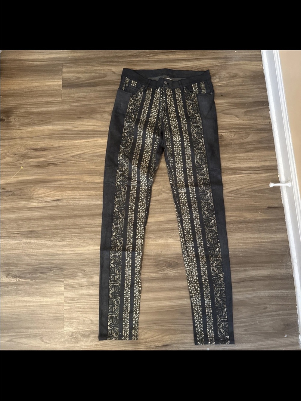 Vintage Gary Graham Black Patterned Women’s Skinny Jeans